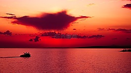日落,海,天空