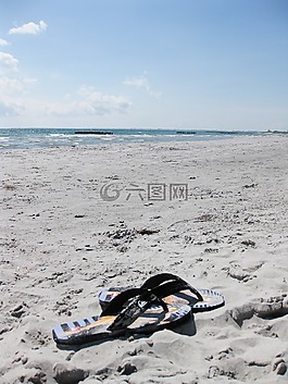 海灘,拖鞋,海
