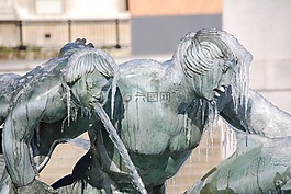 雕像,冰,噴泉