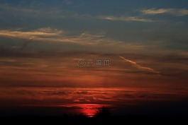日落,太陽,紅色