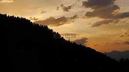 日落,傍晚時分,山