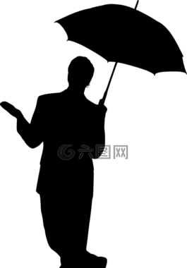側(cè)影,男子,傘