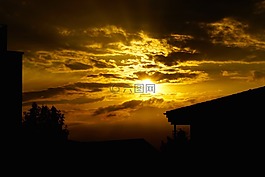 黄昏,夕阳,云