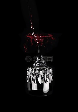 頭倒立頭頂酒,酒杯,紅葡萄酒