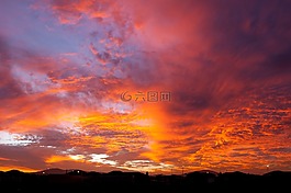 日落,日落的天空,云