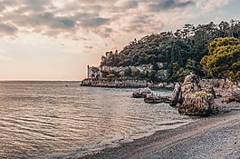 灣,海灘,城堡
