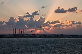 日落,迪拜,云