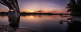 背光,橋,日出