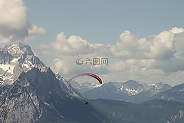 滑翔傘,高山,zugspitze