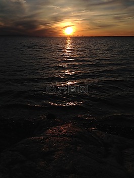海,波,日落