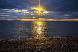 日落,海洋,海灘