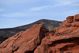 红色岩石,沙漠,石砂