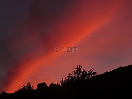 傍晚的天空,日落,余辉
