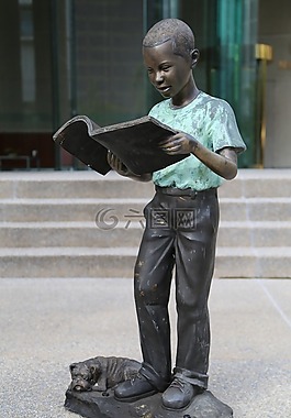 雕像,男孩,書
