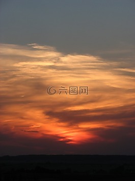 晚上,紅色,日落