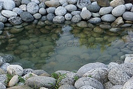 石头,池塘,水