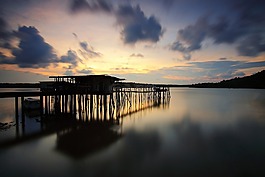 云,碼頭,海景