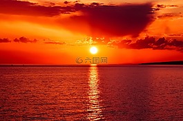 日落,太陽,海