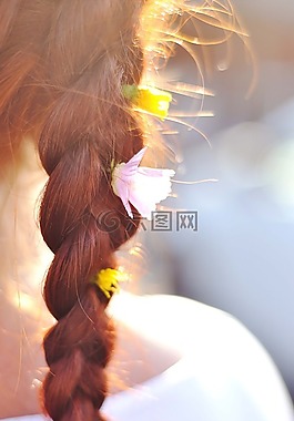 頭發(fā),編織物,鮮花