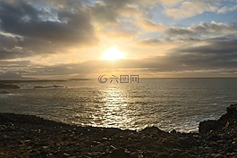 日落,海,愛爾蘭