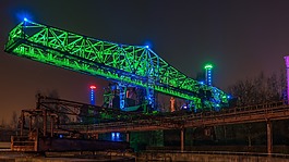 杜伊斯堡,夜間照片,長(zhǎng)時(shí)間曝光