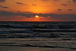 日落,海灘,太陽