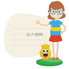 女孩,剪贴画的,可爱