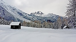 寒冬,雪,山