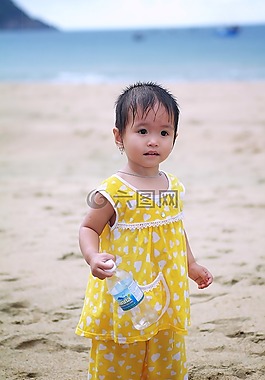 兒童,海灘,女兒