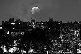夜,市容,多云的夜晚