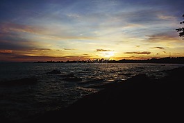 日落,海洋,多彩
