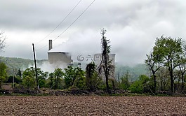 電廠,蒸汽,煙