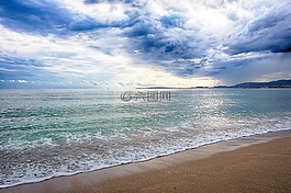 海,海灘,晚上