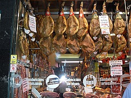 火腿,店,西班牙
