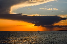 日落,海,天空