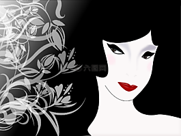 婦女,黑色,白