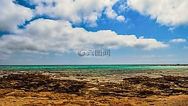 海,海灘,天空