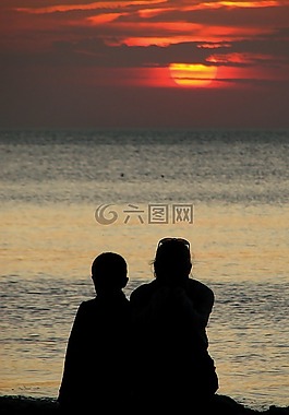 日落,海,波羅的海