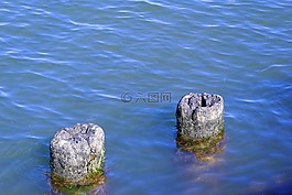 水,藍色,樁