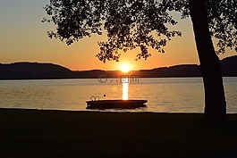 日出,湖,morgenstimmung