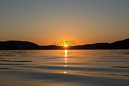 日出,湖,morgenstimmung