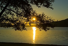 日出,湖,morgenstimmung