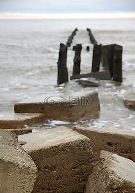 防波堤,海,巖