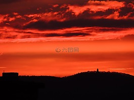 日落,布達(dá)佩斯,夏季