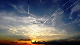日落,天空,云
