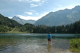 bergsee,湖,海灘