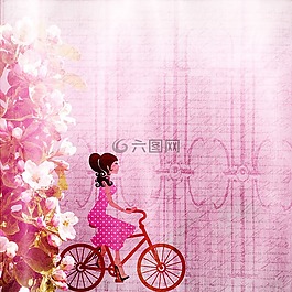 背景,女孩,自行车