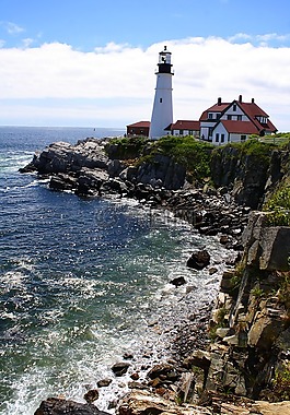 緬因州,燈塔,海岸線