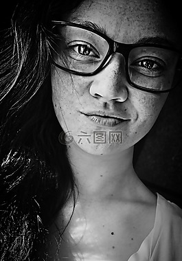 肖像,黑與白,女孩