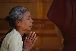 祈禱,女子,老